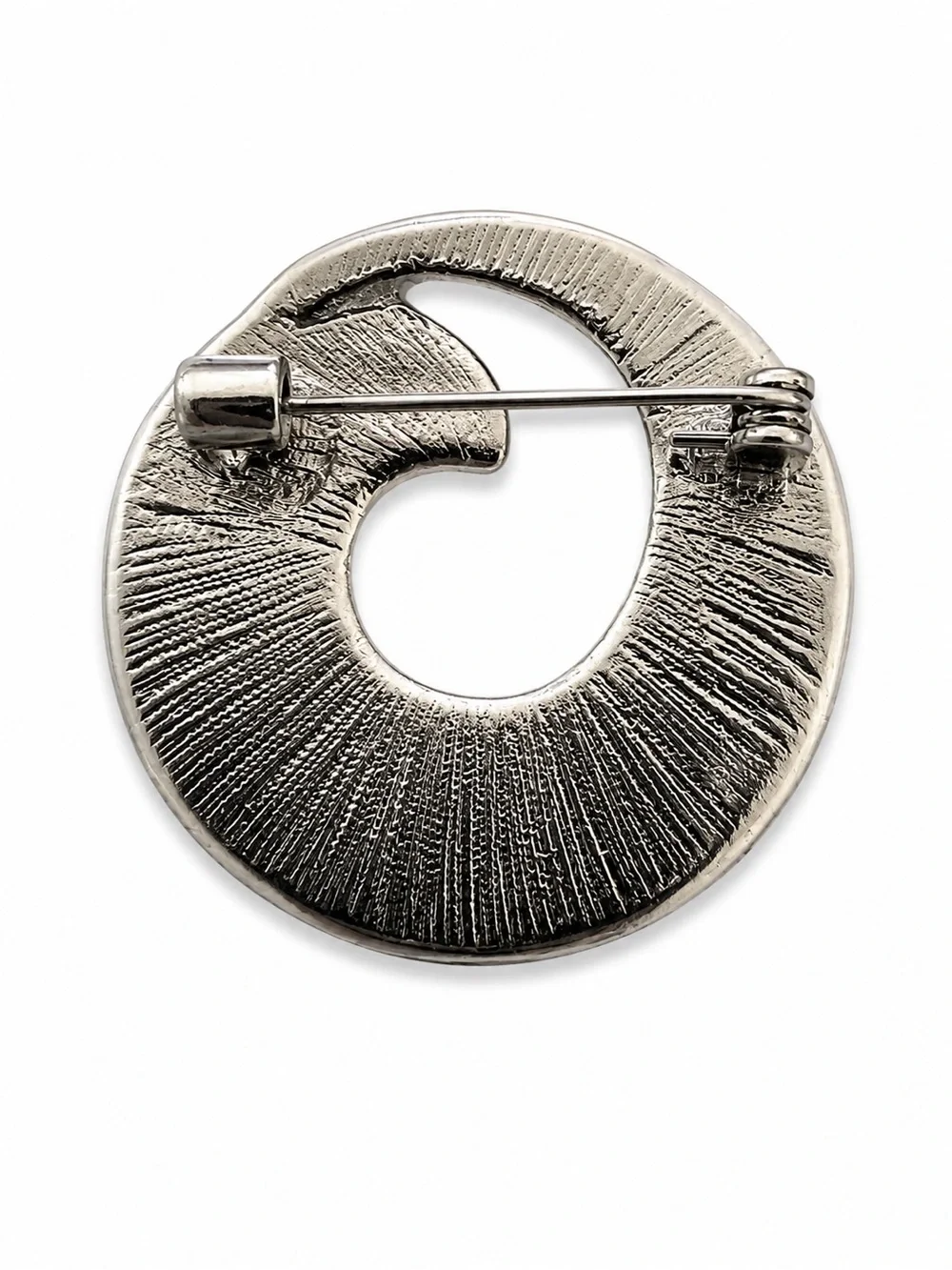 New‎ Modern Geometric Enamel Brooch Pin – Gray Iridescent, Ivory & Amber Orange